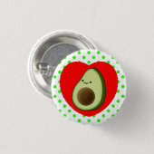 Niedlicher Avocado-Cartoon in Rotem Herzen Button (Vorne & Hinten)