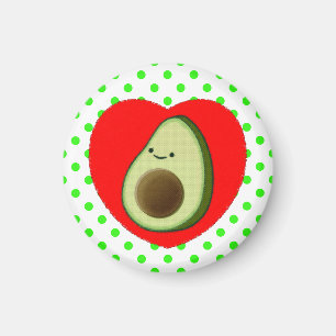 Niedlicher Avocado-Cartoon in Rotem Herzen Magnet
