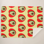 Niedlicher Avocado-Cartoon in Rotem Herzen Sherpadecke (Vorderseite (Horizontal))
