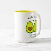Niedlicher Avocado Cuddle maßgeschneidertes Gesche Zweifarbige Tasse (VorderseiteRechts)
