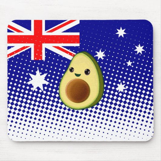 Niedlicher Avocado, der australische Flagge Zeichn Mousepad (Vorne)