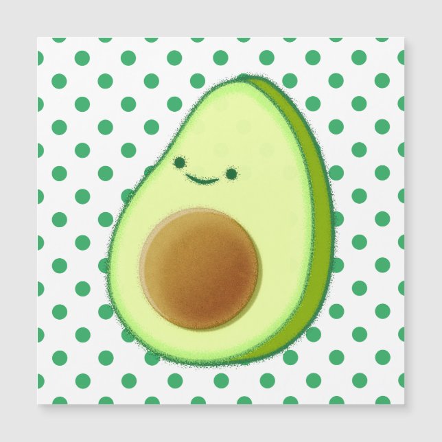 Niedlicher Avocado, der ein Green Dot-Muster Zeich Magnetkarte (Vorderseite)