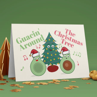 Niedlicher Avocado Guacin rund um die Weihnachtsba Feiertagskarte