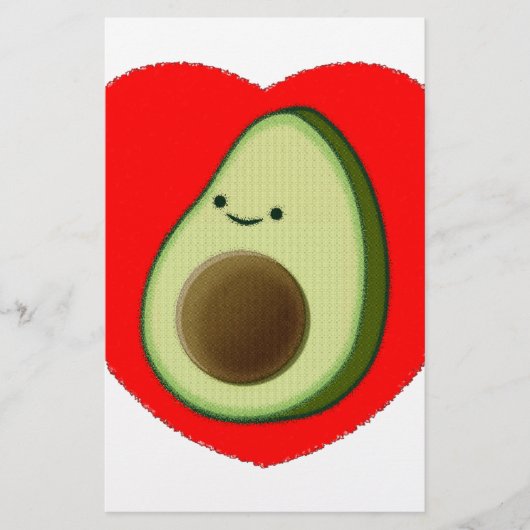 Niedlicher Avocado im Roten Herzen Briefpapier (Vorderseite)