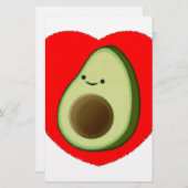 Niedlicher Avocado im Roten Herzen Briefpapier (Vorne/Hinten)