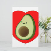 Niedlicher Avocado im Roten Herzen Briefpapier (Stehend Vorderseite)