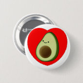 Niedlicher Avocado im Roten Herzen Button (Vorne & Hinten)