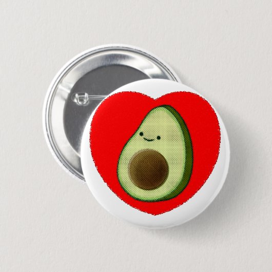 Niedlicher Avocado im Roten Herzen Button (Vorne & Hinten)