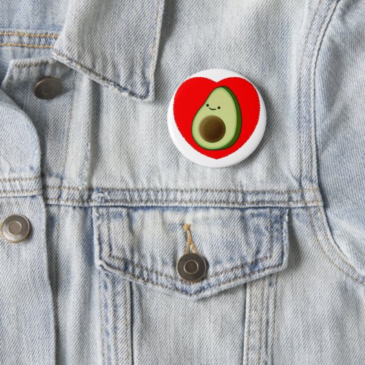 Niedlicher Avocado im Roten Herzen Button (Beispiel)