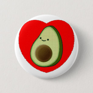 Niedlicher Avocado im Roten Herzen Button