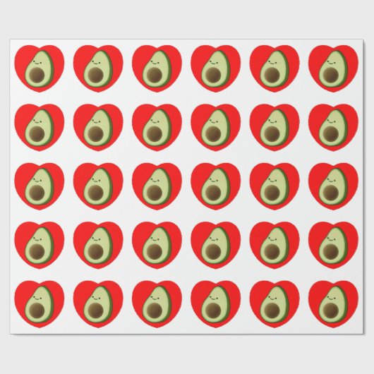 Niedlicher Avocado im Roten Herzen Geschenkpapier (Flach)