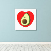 Niedlicher Avocado im Roten Herzen Leinwanddruck (Insitu (Holzboden))