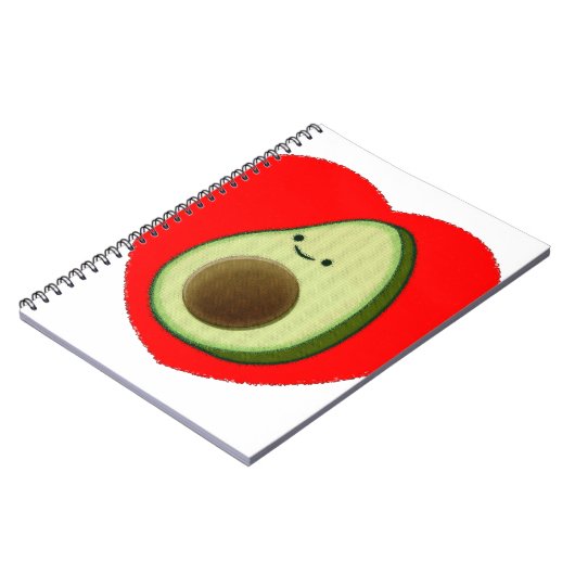 Niedlicher Avocado im Roten Herzen Notizblock (Linke Seite)