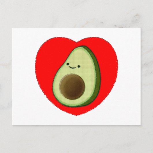 Niedlicher Avocado im Roten Herzen Postkarte (Vorderseite)