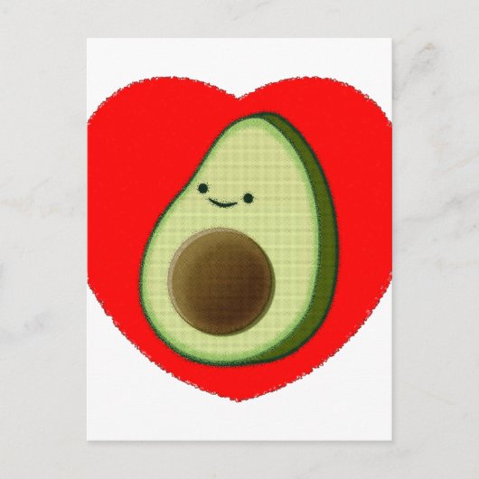 Niedlicher Avocado im Roten Herzen Postkarte (Vorderseite)