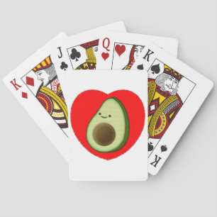 Niedlicher Avocado im Roten Herzen Spielkarten