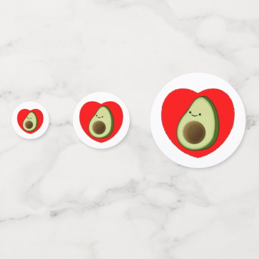 Niedlicher Avocado im Roten Herzen Zeichnend Konfetti (Vorderseiten)