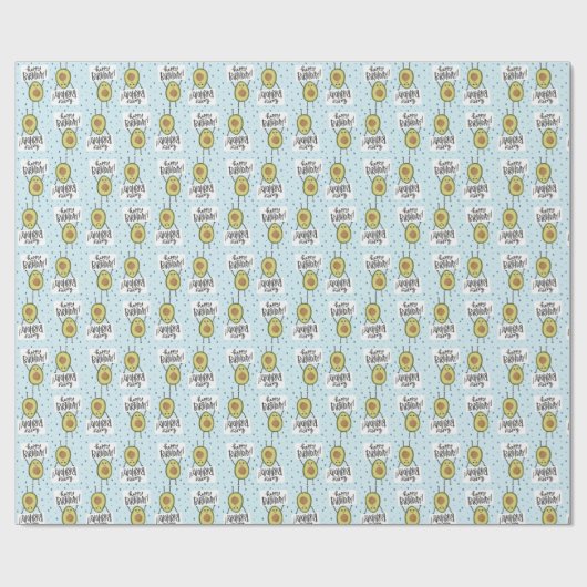 Niedlicher Avocado mit glücklichem Geburtszeichen Geschenkpapier (Flach)