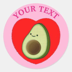 Niedlicher Avocado mit rosa Text und Hintergrund Z Runder Aufkleber
