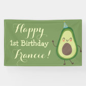 Niedlicher Avocado Personalize 1 Birthday Backgrou Banner (Horizontal)