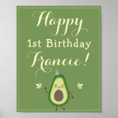 Niedlicher Avocado Personalize 1 Birthday Willkomm Poster (Vorne)