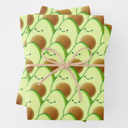 Niedlicher Avocado überall Zeichnend Geschenkpapier Set (Beispiel)