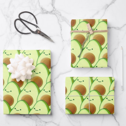Niedlicher Avocado überall Zeichnend Geschenkpapier Set (Vorderseite)