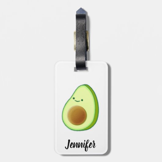 Niedlicher Avocado Zeichne Individuelle Name Gepäckanhänger (Rückseite vertikal)