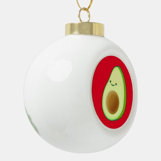Niedlicher Avocado Zeichne Rot Keramik Kugel-Ornament (Links)