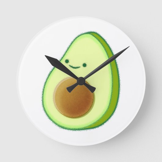 Niedlicher Avocado Zeichne Runde Wanduhr (Vorderseite)