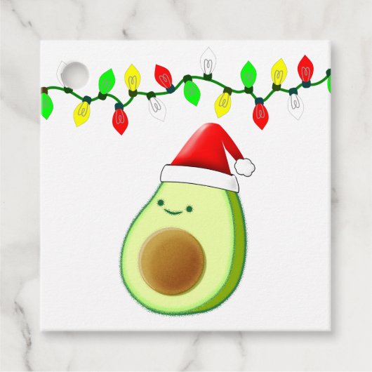 Niedlicher Avocado Zeichne Weihnachtsmannmütze Wei Geschenkanhänger (Vorderseite)