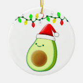 Niedlicher Avocado Zeichne Weihnachtsmannmütze Wei Keramik Ornament (Vorne)