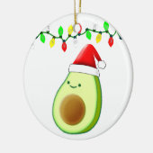 Niedlicher Avocado Zeichne Weihnachtsmannmütze Wei Keramik Ornament (Links)