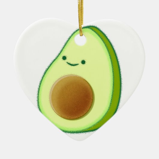 Niedlicher Avocado Zeichnend Keramik Ornament (Vorne)