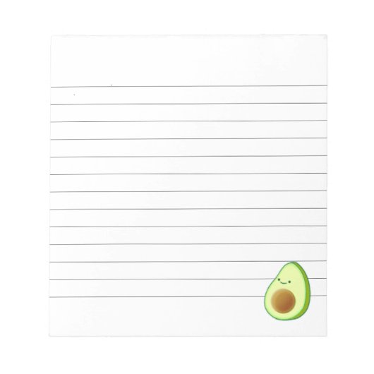 Niedlicher Avocado Zeichnend Lined Notizblock (Vorderseite)