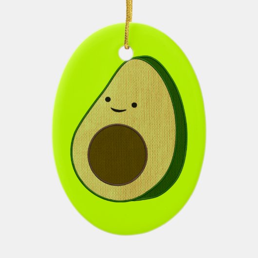 Niedlicher Avocado Zeichnend Simulierte Stickerei Keramik Ornament (Vorne)