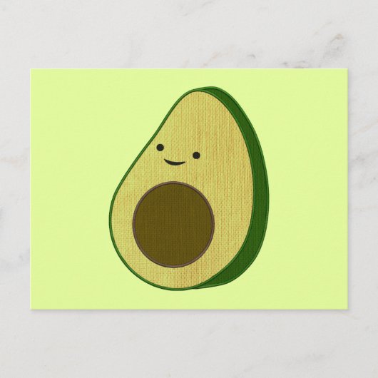 Niedlicher Avocado Zeichnend Simulierte Stickerei Postkarte (Vorderseite)