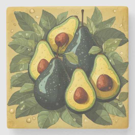 Niedlicher Avocados-Untersetzer Steinuntersetzer (Vorderseite)
