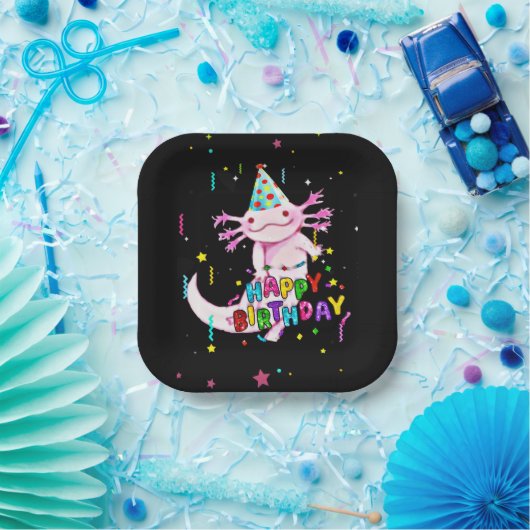 Niedlicher axolotaler Geburtstag Pappteller (Party)