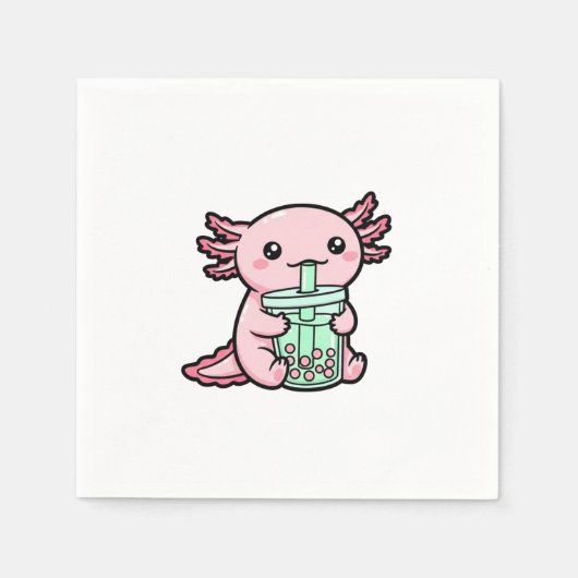 Niedlicher Axolotl & Bubble Tee Serviette (Vorderseite)