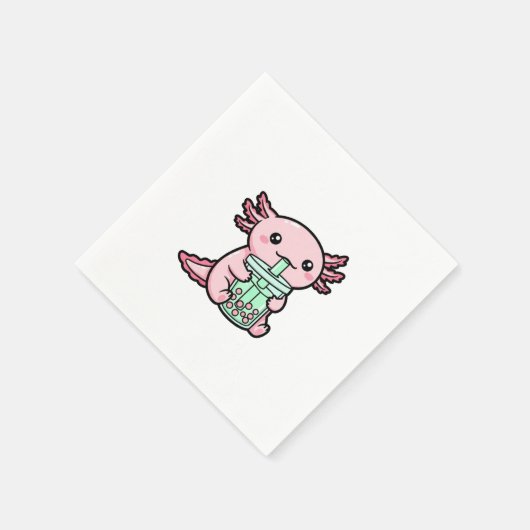 Niedlicher Axolotl & Bubble Tee Serviette (Ecke)