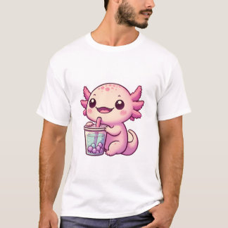 Niedlicher Axolotl Drink Boba Tea T-Shirt