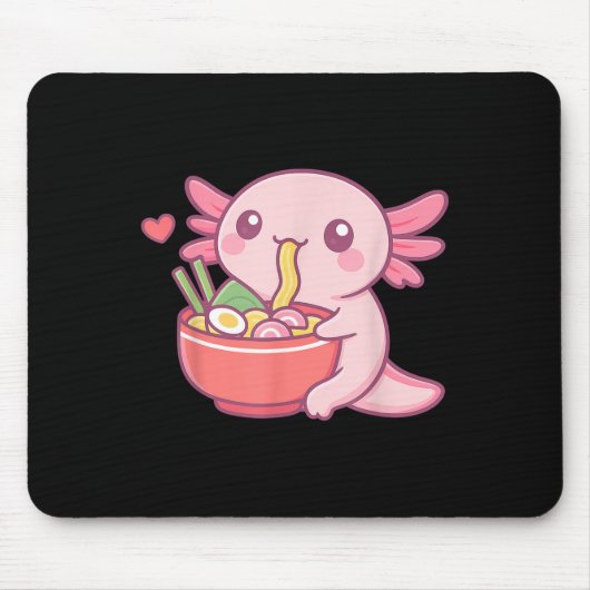 Niedlicher Axolotl Eating Ramen Kawaii Food Lover Mousepad (Vorne)