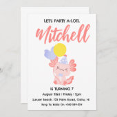 Niedlicher Axolotl Geburtstag axolotl Geburtstagse Einladung (Vorne/Hinten)