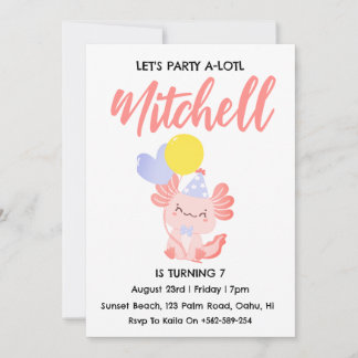 Niedlicher Axolotl Geburtstag axolotl Geburtstagse Einladung