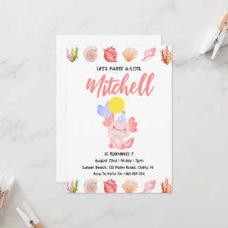 Niedlicher Axolotl Geburtstag axolotl Geburtstagse Einladung