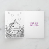 Niedlicher Axolotl Geburtstag + Farbseite innen Karte (Innenseite)