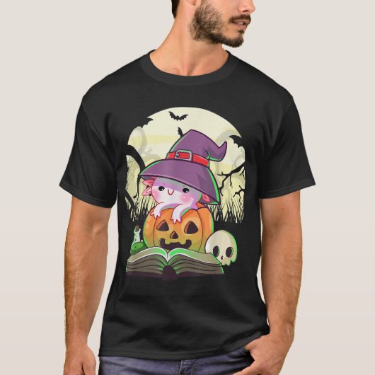 Niedlicher Axolotl Halloween-Kostüm Pumpkin Pastel T-Shirt (Vorderseite)