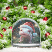 Niedlicher Axolotl in der Weihnachtsmannmütze Weih Schneekugeln (Weihnachten)