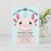 Niedlicher Axolotl Kids Alotl Fun Geburtstag Einladung (Stehend Vorderseite)